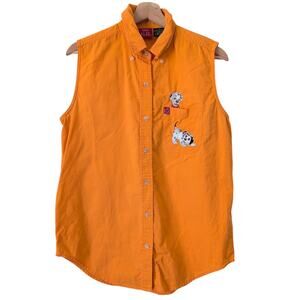 Disney 90s Vintage 101 Dalmatians Embroidered Sleeveless Button Up Shirt Size M
